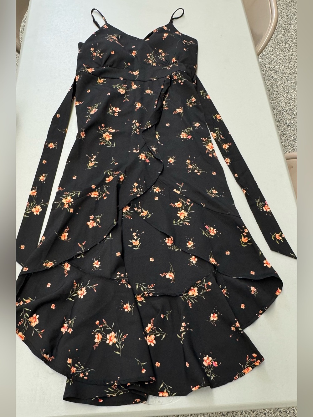 No Boundaries Black floral Women’s spaghetti strap dress size medium